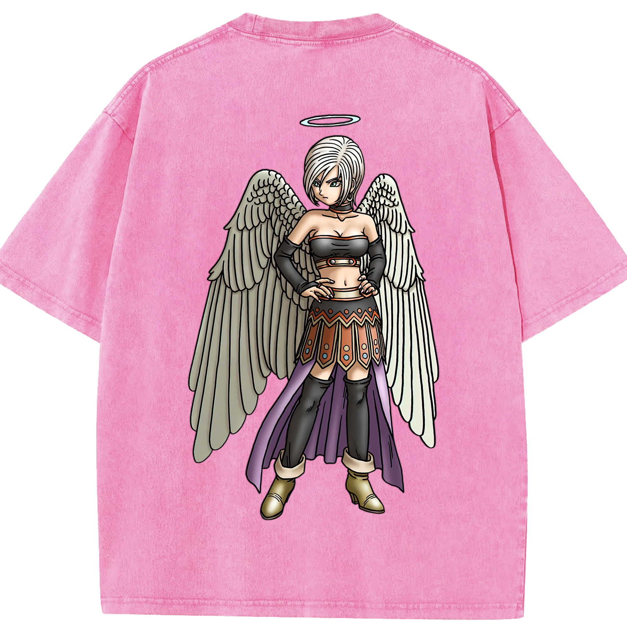 （画像用） ドラゴンクエスト Doragon Kuesuto Dragon Quest 綿100% ヴィンテージ風 半袖Tシャツ（背面プリント）